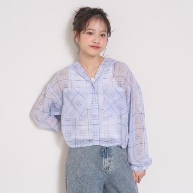 【7days】シアーチェックシャツパーカー