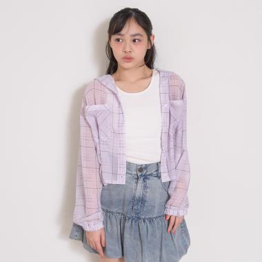 【7days】シアーチェックシャツパーカー