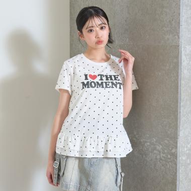 【7days】ドット裾フリルTシャツ