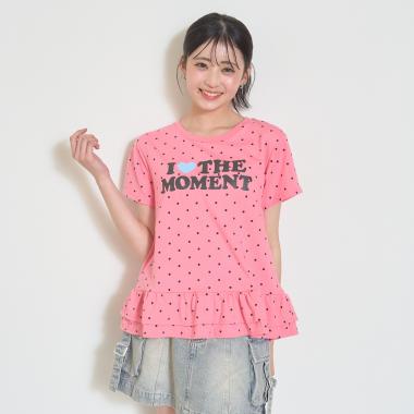 【7days】ドット裾フリルTシャツ