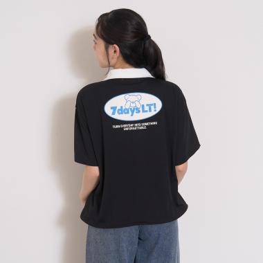 【7days】ハーフジップ半袖Tシャツ