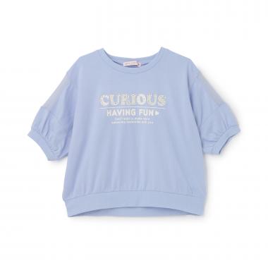 【7days】袖シアーガーリー5分袖Tシャツ