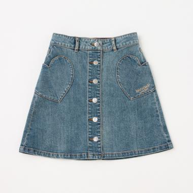 【リピート】【直営店で取り扱い無し】ハートポケットデニムスカート