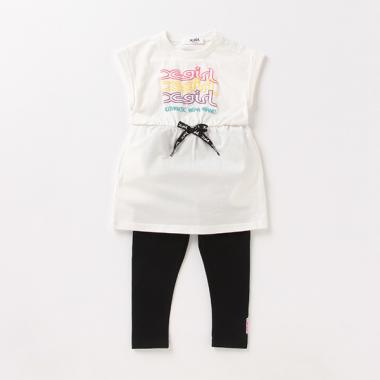 カラフルロゴワンピース×レギンスセット