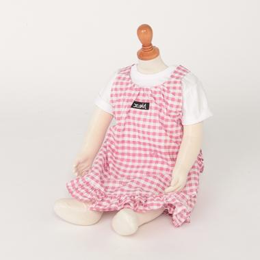 抗菌防臭 カバーオール×総柄フリルロンパース