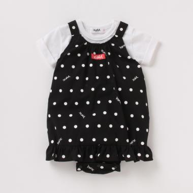 抗菌防臭 カバーオール×総柄フリルロンパース