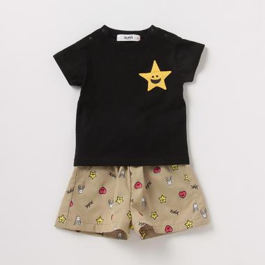 キラッキーポケットTシャツ×総柄ショートパンツセット