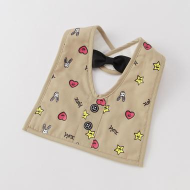 裏ボア リボンつき総柄スクエアスタイ