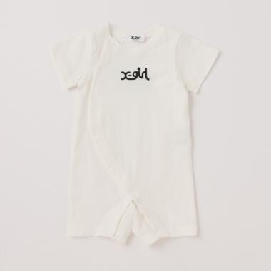 ヒョウ柄ボックスロゴ半袖カバーオール