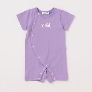 ヒョウ柄ボックスロゴ半袖カバーオール