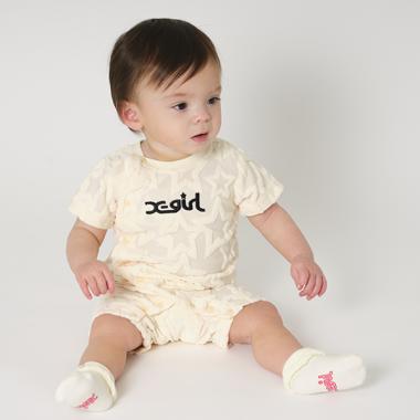 星柄パイルジャガードロンパース