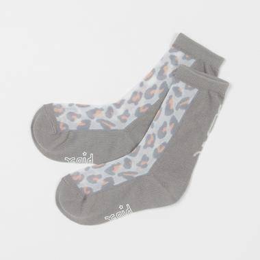レオパード柄シースルークルーソックス