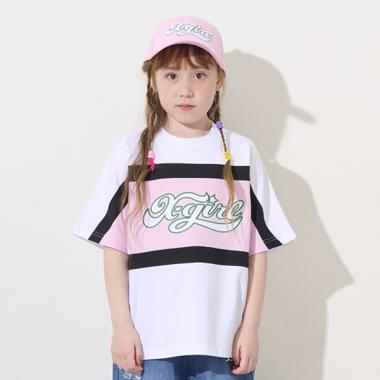 【TBSドラマ フェイクマミー 着用アイテム】配色切替ロゴアップリケ半袖Tシャツ