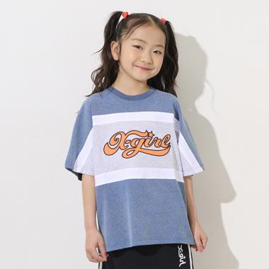 【TBSドラマ フェイクマミー 着用アイテム】配色切替ロゴアップリケ半袖Tシャツ