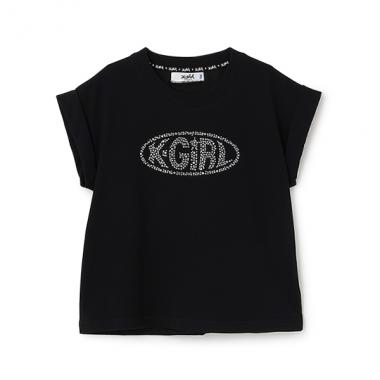 ラインストーンロゴノースリーブトップス