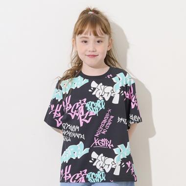 【TBSドラマ フェイクマミー 着用アイテム】グラフィティ総柄半袖Tシャツ