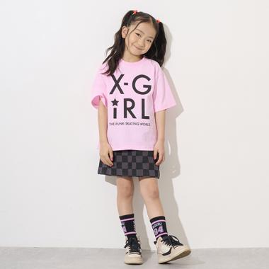 【TBSドラマ フェイクマミー 着用アイテム】ロゴT+ブロックチェック柄スカートセット