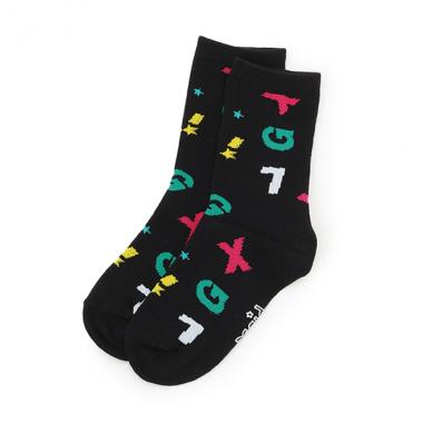 ロゴ総柄クルーソックス