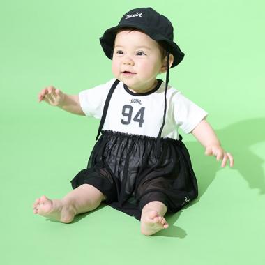 ナンバリングワンピース風半袖ロンパース