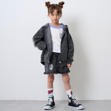 クラッシュ加工カットオフスカート