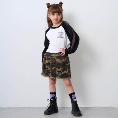 クラッシュ加工カットオフスカート