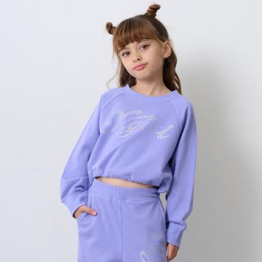 ラインストーンロゴショート丈トレーナー