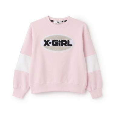 【TBSドラマ フェイクマミー 着用アイテム】サガラ刺しゅうオーバルロゴ配色トレーナー