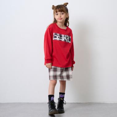 【TBSドラマ フェイクマミー 着用アイテム】フロッキーBOXロゴ長袖Tシャツ&スカショーパンセット