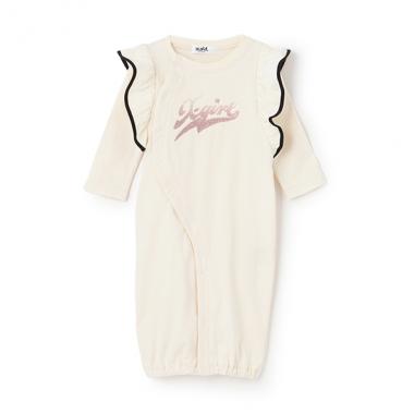 ラメロゴプリント袖フリル2WAYオール