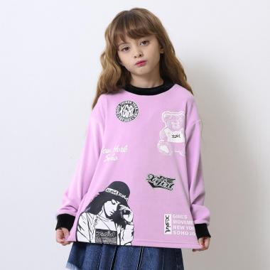 MIX モチーフ起毛長袖トップス