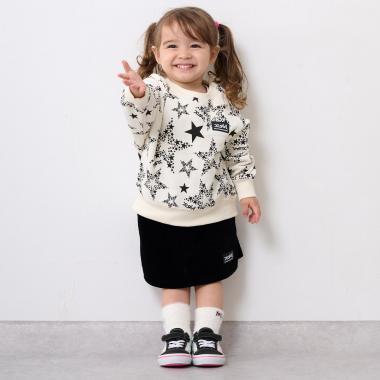 星総柄トレーナー+コーデュロイ調スカートセット