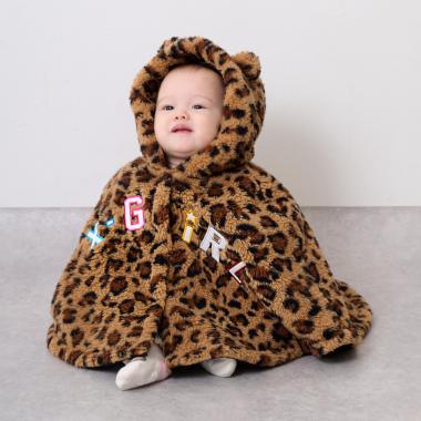 ロゴ刺しゅうアップリケフラッフィーポンチョ