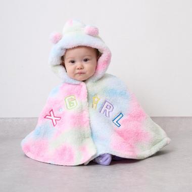 ロゴ刺しゅうアップリケフラッフィーポンチョ