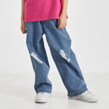 クラッシュワイドデニムパンツ