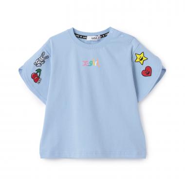 キャラクターワッペン 袖スリット半袖Tシャツ