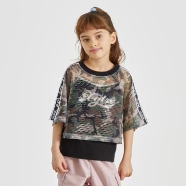 メッシュショートトップス+ロゴキャミソールセット