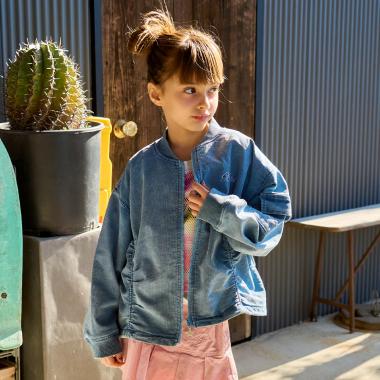 バックメッセージロゴ刺しゅうデニムブルゾン