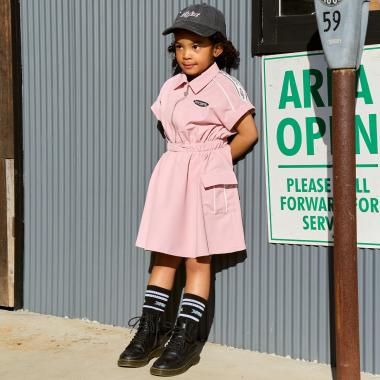 肩ロゴラインカーゴ半袖ワンピース