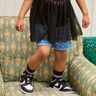 レオパードジャガード デニムショートパンツ