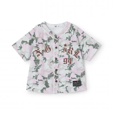 パッチロゴ刺しゅう ベースボール半袖シャツ