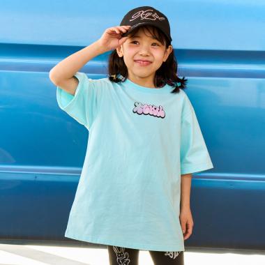 ガールイラストバックプリント ビッグTワンピ