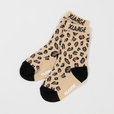 ヒョウ柄クルーソックス