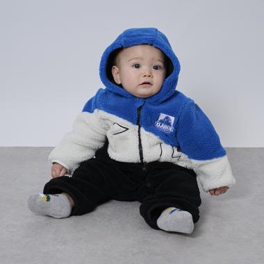 カラーブロックボアカバーオール