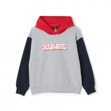 カラーブロックロゴパーカー