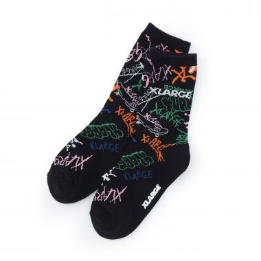 グラフィティ総柄クルーソックス