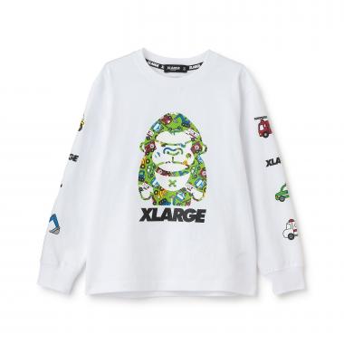 車柄ファニーゴリラ 長袖Tシャツ