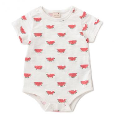 オーガニックコットン フルーツ柄ロンパース