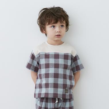 柄布帛切替半袖Tシャツ