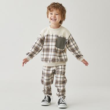 【リンク】チェックテーパードパンツ(キッズサイズ)