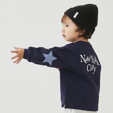 星肘パッチ長袖Tシャツ